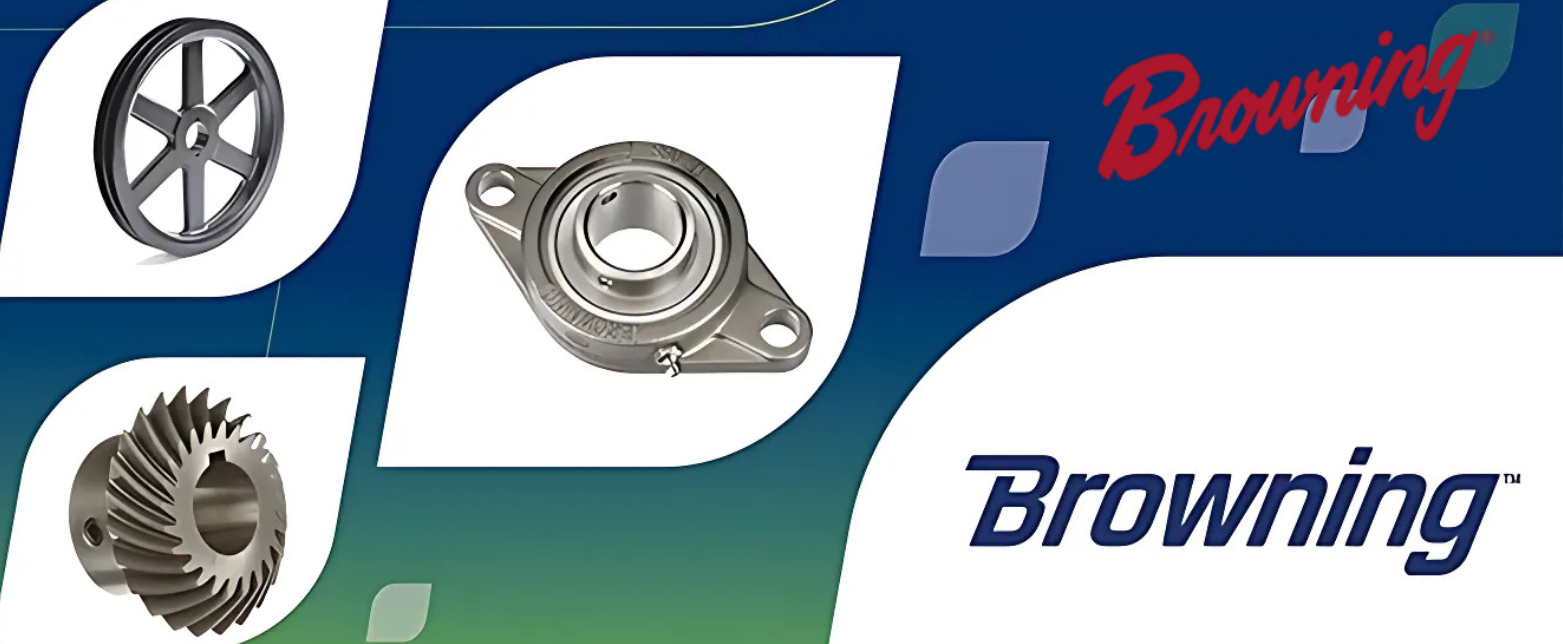 Browning's line of industrial power transmission components, featuring mounted bearings, gears, and sheaves for various MRO applications.