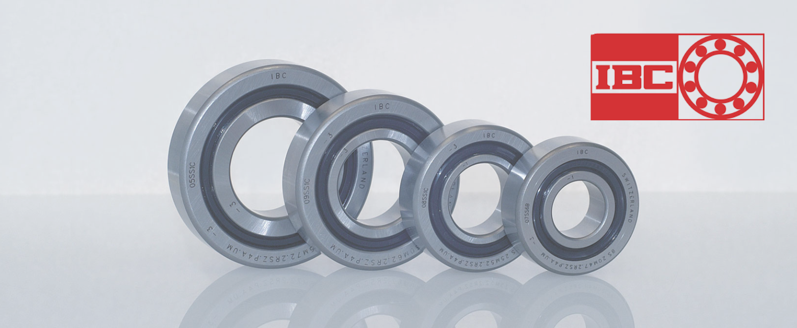 A selection of IBC deep groove ball bearings, high-performance sealed bearings for use in industrial motors and machinery.