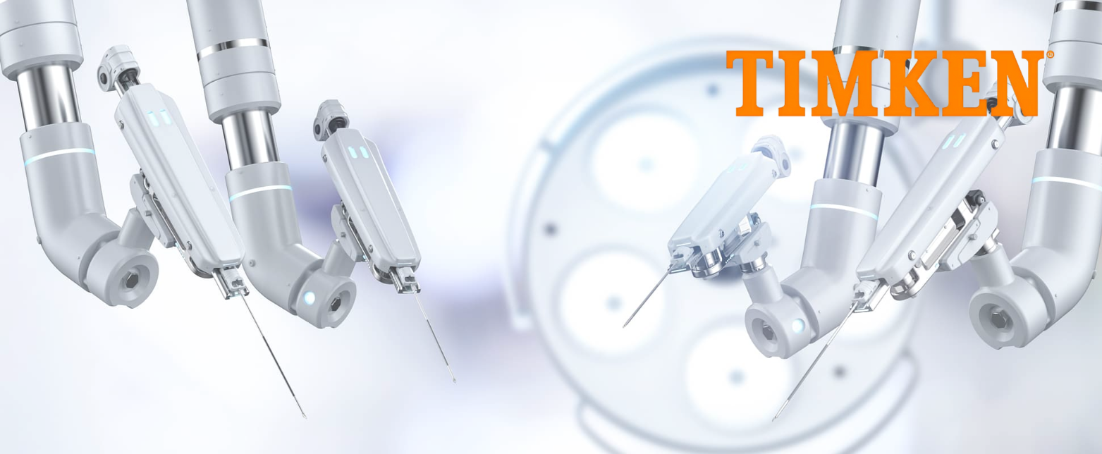 Timken precision bearings and motion control solutions enabling the accuracy of modern medical and surgical robotic arm systems.