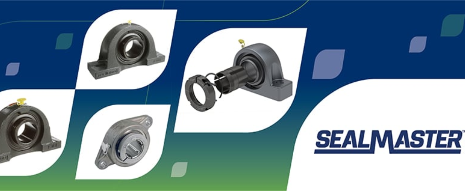 SealMaster banner displaying different types of mounted bearings, including pillow blocks and flange mounts.