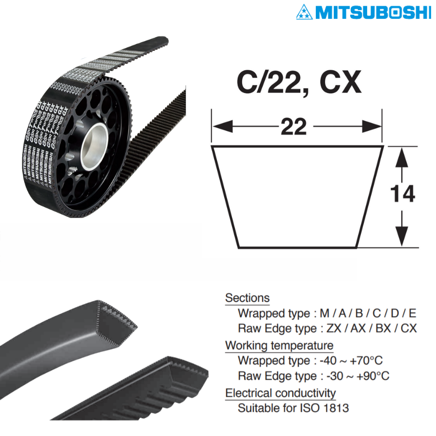 Mitsuboshi CX-Section CX 40 Cogged Belt