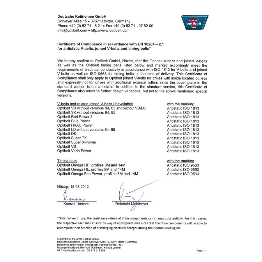 Optibelt C 74 Classical V-Belt (22 x 1880 mm)